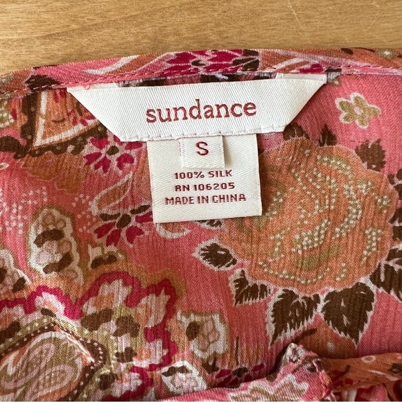 SUNDANCE SILK TOP SZ S PAISLEY BOHEMIAN RUFFLE INDIE BALLOON SLEEVES FLOWY - Picture 12 of 12